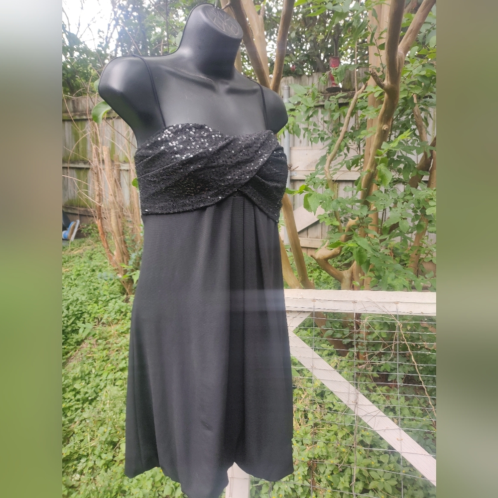 Cachet Black Strapless Pleated Sundress Sweetheart Neckline